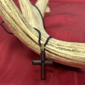 Stainless Wood Inlay Cross Necklace