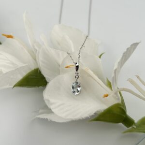10K White Gold Aquamarine Necklace