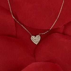 14K Yellow Diamond Pavè Heart Necklace